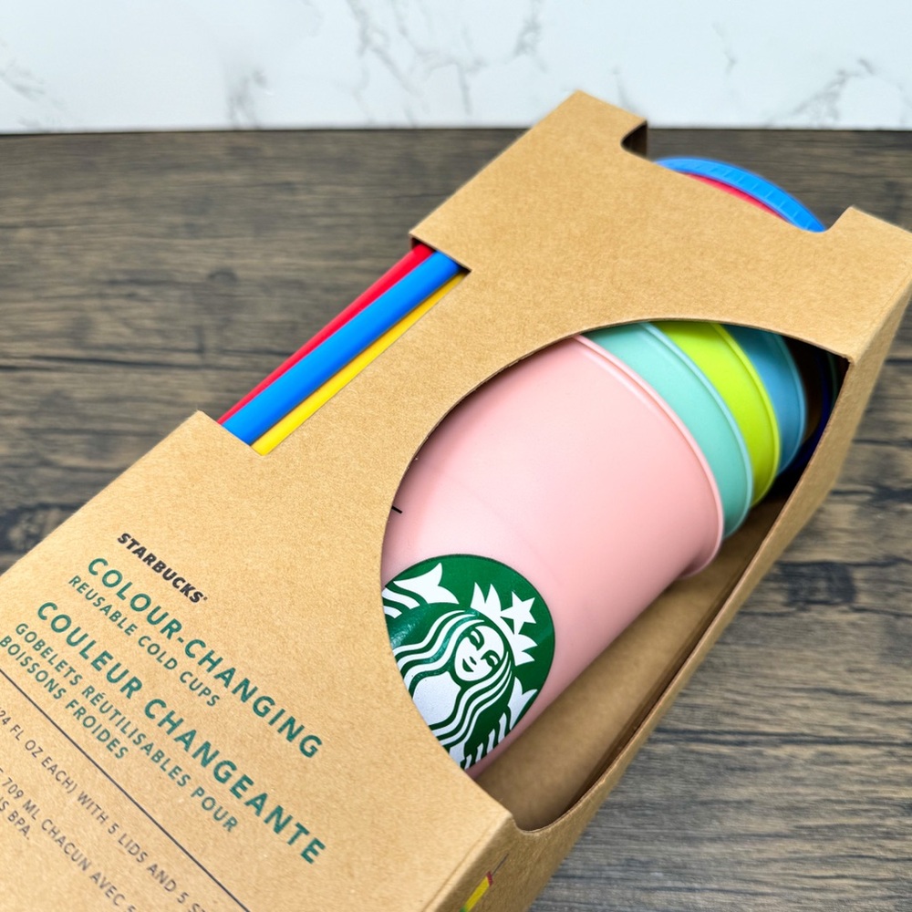 Starbucks original color-changing cups, reusable cold cups with straws